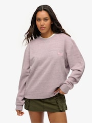 Superdry Pink Oversized Over Dyed Marl 100% Cotton Crew Sweatshirt - Image 1 of 4