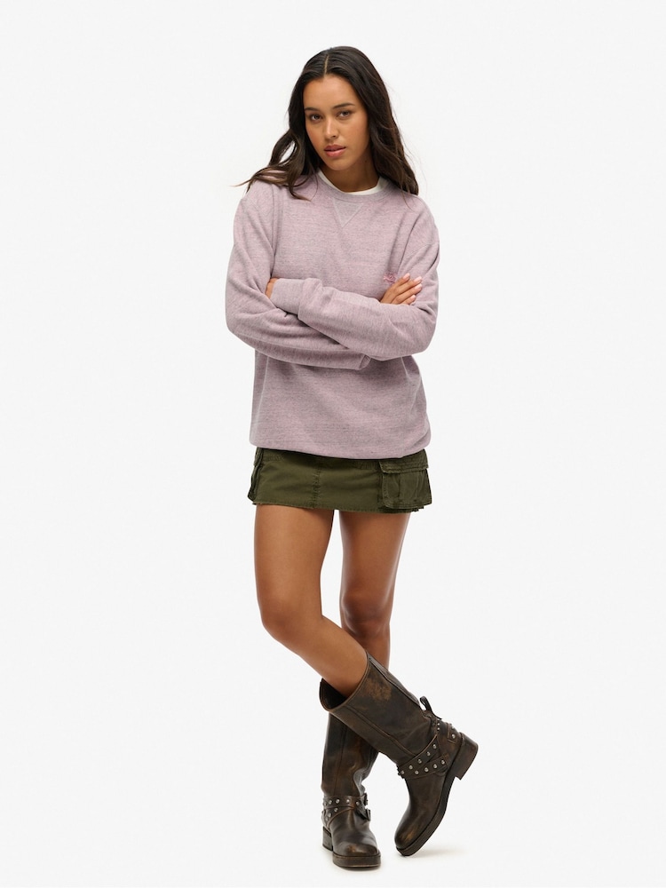 Superdry Pink Oversized Over Dyed Marl 100% Cotton Crew Sweatshirt - Image 2 of 4
