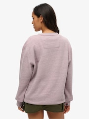 Superdry Pink Oversized Over Dyed Marl 100% Cotton Crew Sweatshirt - Image 3 of 4