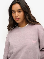 Superdry Pink Oversized Over Dyed Marl 100% Cotton Crew Sweatshirt - Image 4 of 4