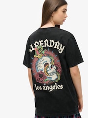 Superdry Black Oversized Tattoo Graphic 100% Cotton T-Shirt - Image 2 of 5