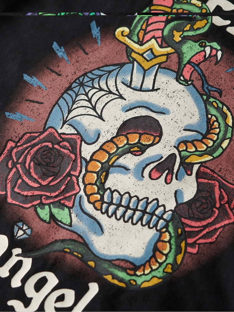 Superdry Black Oversized Tattoo Graphic 100% Cotton T-Shirt - Image 5 of 5