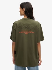 Superdry Green Oversized Utility Sport Logo T-Shirt - Image 2 of 7