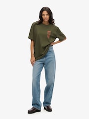 Superdry Green Oversized Utility Sport Logo T-Shirt - Image 3 of 7