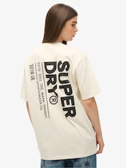 Superdry Cream Oversized Utility Sport Logo T-Shirt - Image 2 of 6