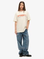 Superdry Cream Oversized Utility Sport Logo T-Shirt - Image 3 of 6