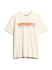 Superdry Cream Oversized Utility Sport Logo T-Shirt - Image 5 of 6