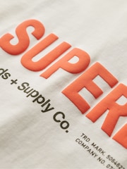 Superdry Cream Oversized Utility Sport Logo T-Shirt - Image 6 of 6