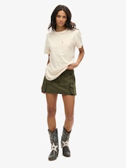 Superdry Cream Oversized Essential Washed Pocket 100% Cotton T-Shirt - Image 2 of 3