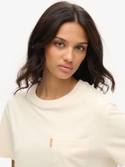 Superdry Cream Oversized Essential Washed Pocket 100% Cotton T-Shirt - Image 3 of 3