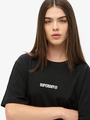 Superdry Black Oversized Micro Logo Graphic 100% Cotton T-Shirt - Image 2 of 6
