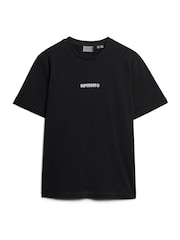 Superdry Black Oversized Micro Logo Graphic 100% Cotton T-Shirt - Image 5 of 6