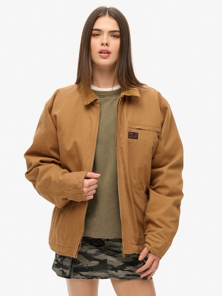 Superdry Brown Oversized Surplus Ranch Jacket - Image 1 of 4 Superdry Brown Oversized Surplus Ranch Jacket - Image 1 of 4