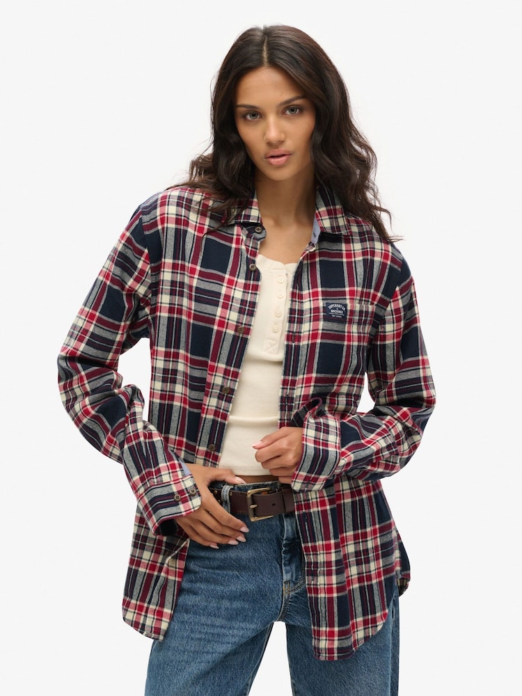 Superdry Blue Oversized Long Sleeves Lumberjack 100% Cotton Shirt - Image 1 of 4