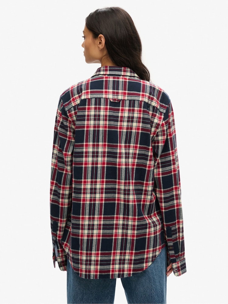 Superdry Blue Oversized Long Sleeves Lumberjack 100% Cotton Shirt - Image 2 of 4