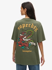 Superdry Green Oversized Tattoo Back Graphic T-Shirt - Image 2 of 3