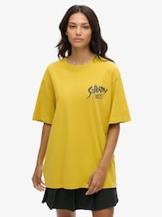 Superdry Yellow Oversized Lo-fi Punk Graphic T-Shirt - Image 1 of 7