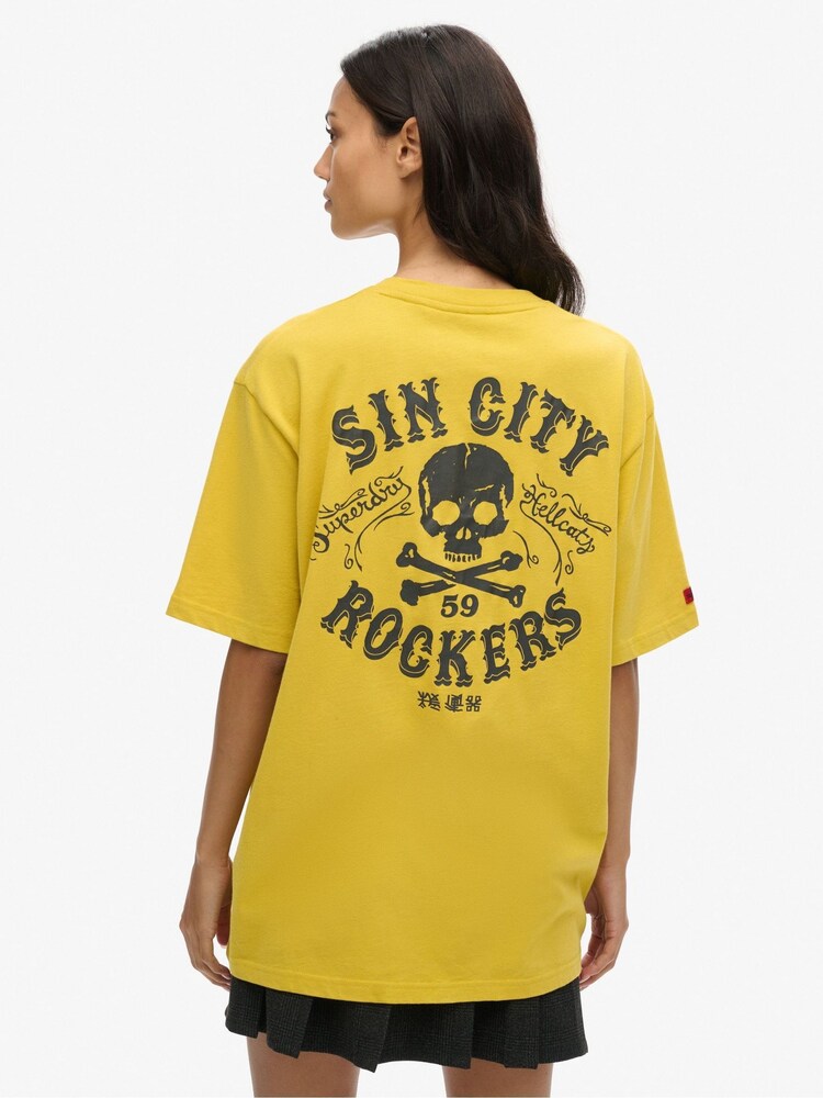 Superdry Yellow Oversized Lo-fi Punk Graphic T-Shirt - Image 2 of 7