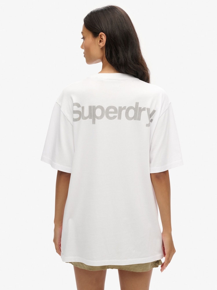 Superdry White Oversized Core Logo City 100% Cotton T-Shirt - Image 2 of 3