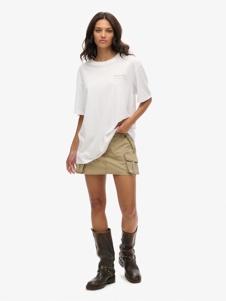 Superdry White Oversized Core Logo City 100% Cotton T-Shirt - Image 3 of 3