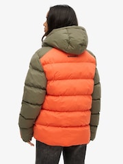 Superdry Green Oversized Colour Block Sport Puffer Jacket - Image 2 of 4