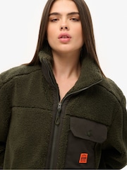 Superdry Green Oversized Expedition Borg Hybrid Jacket - Image 3 of 4