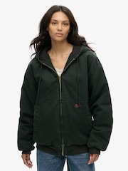 Superdry Green Oversized Surplus Hooded 100% Cotton Bomber Jacket - Image 2 of 4