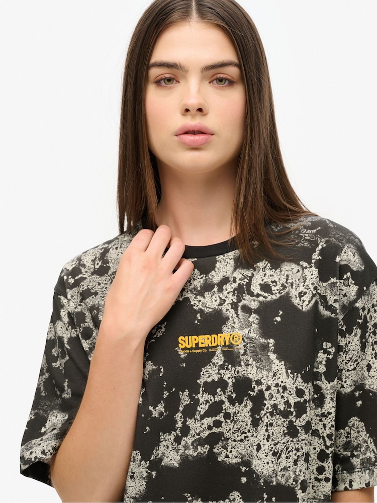 Superdry Green Oversized Utility Camo Graphic 100% Cotton T-Shirt - Image 4 of 4