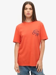 Superdry Orange Oversized Copper Label Chest Graphic 100% Cotton T-Shirt - Image 1 of 6