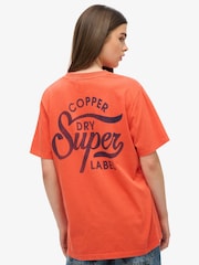 Superdry Orange Oversized Copper Label Chest Graphic 100% Cotton T-Shirt - Image 2 of 6