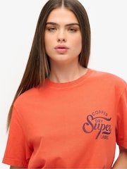 Superdry Orange Oversized Copper Label Chest Graphic 100% Cotton T-Shirt - Image 4 of 6