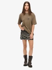 Superdry Brown Oversized Contrast Stitch Pocket 100% Cotton T-Shirt - Image 2 of 3