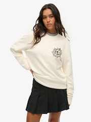 Superdry Cream Oversized Tattoo Graphic Sweatshirt - Image 1 of 3