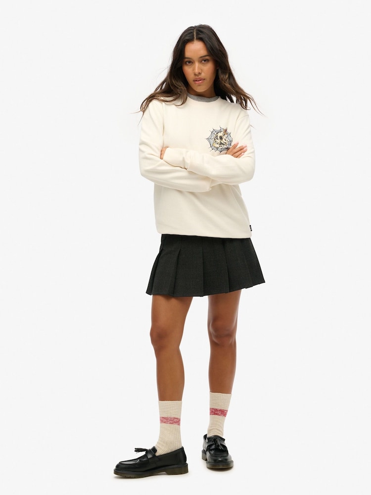 Superdry Cream Oversized Tattoo Graphic Sweatshirt - Image 2 of 3