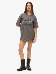 Superdry Grey Oversized 70s Rock Graphic Band 100% Cotton T-Shirt - Image 2 of 3