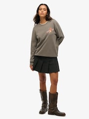 Superdry Grey Oversized Tattoo Graphic Sweatshirt - Image 2 of 3