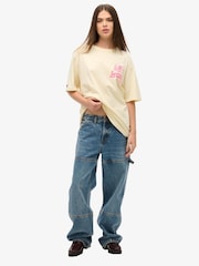 Superdry Cream Oversized Lo-fi Punk Graphic 100% Cotton T-Shirt - Image 3 of 7