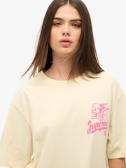 Superdry Cream Oversized Lo-fi Punk Graphic 100% Cotton T-Shirt - Image 4 of 7