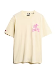 Superdry Cream Oversized Lo-fi Punk Graphic 100% Cotton T-Shirt - Image 5 of 7