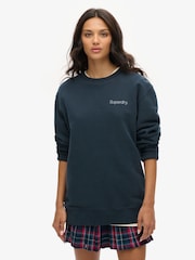 Superdry Blue Oversized Core Logo City Loose Crew Sweatshirt - Image 1 of 3