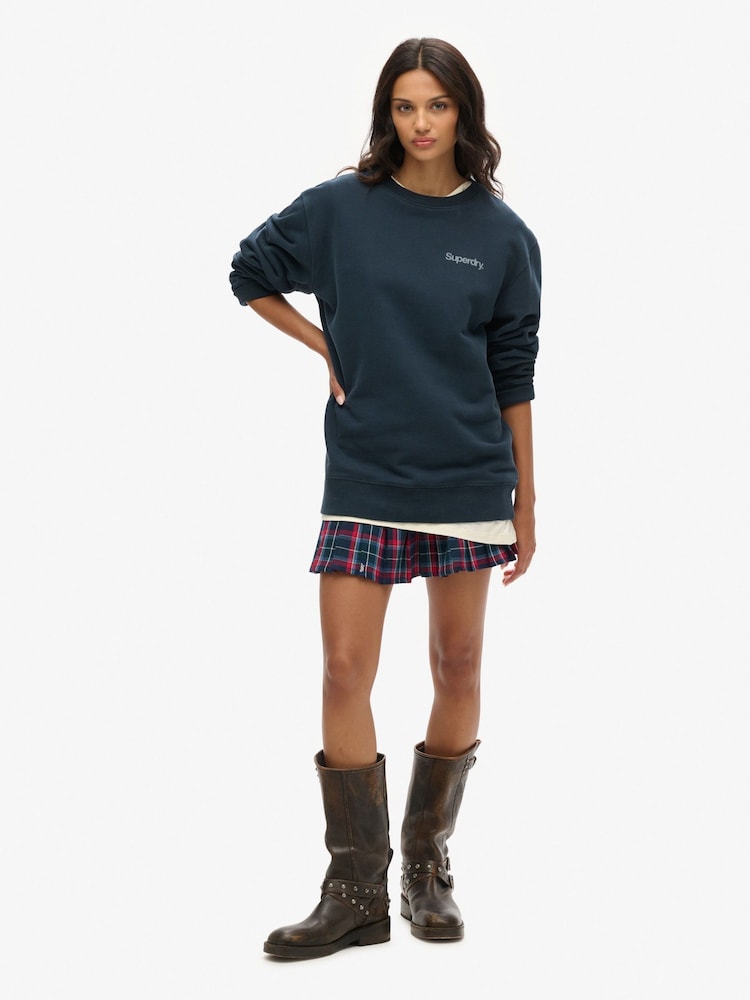 Superdry Blue Oversized Core Logo City Loose Crew Sweatshirt - Image 3 of 3
