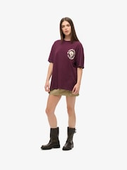 Superdry Purple Oversized Biker Graphic 100% Cotton T-Shirt - Image 2 of 3