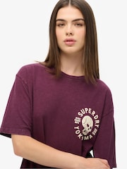 Superdry Purple Oversized Biker Graphic 100% Cotton T-Shirt - Image 3 of 3
