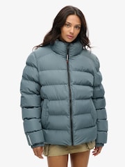 Superdry Blue Oversized Sports Puffer Jacket - Image 1 of 7
