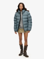 Superdry Blue Oversized Sports Puffer Jacket - Image 3 of 7