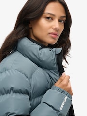 Superdry Blue Oversized Sports Puffer Jacket - Image 4 of 7