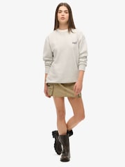 Superdry Grey Oversized 100% Cotton Essential Logo Crew Sweatshirt - Image 2 of 3