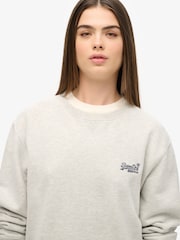 Superdry Grey Oversized 100% Cotton Essential Logo Crew Sweatshirt - Image 3 of 3