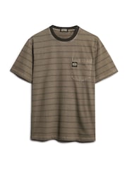 Superdry Green Oversized Textured Stripe Pocket 100% Cotton T-Shirt - Image 5 of 6