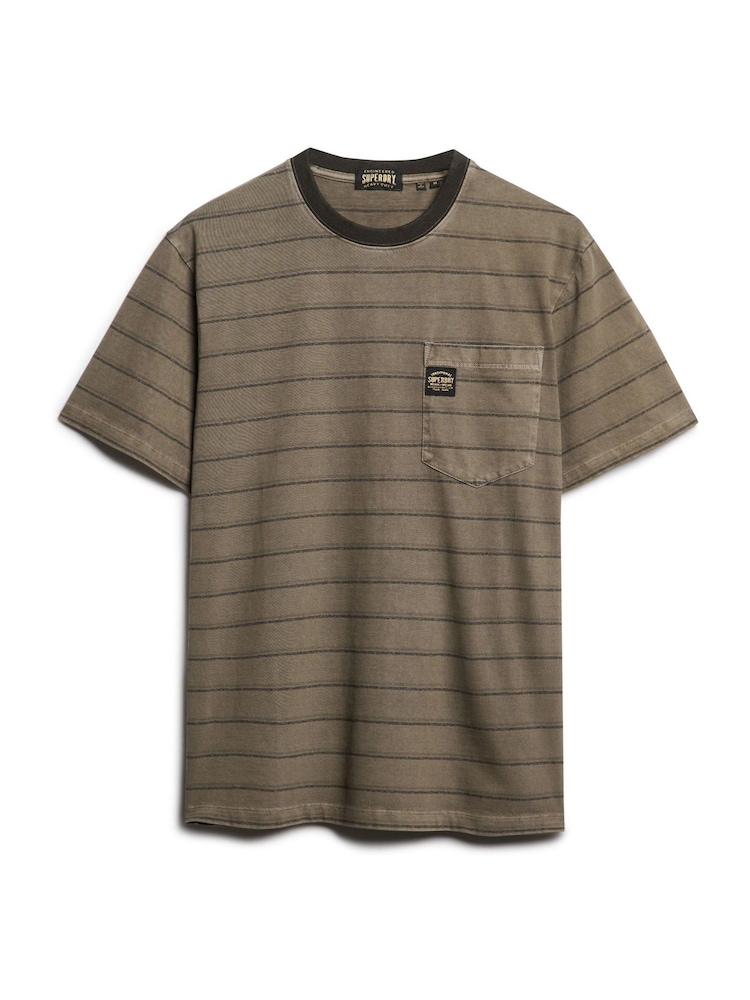 Tricou Superdry supradimensionat texturat cu dungi și buzunar, 100% bumbac - Image 5 of 6